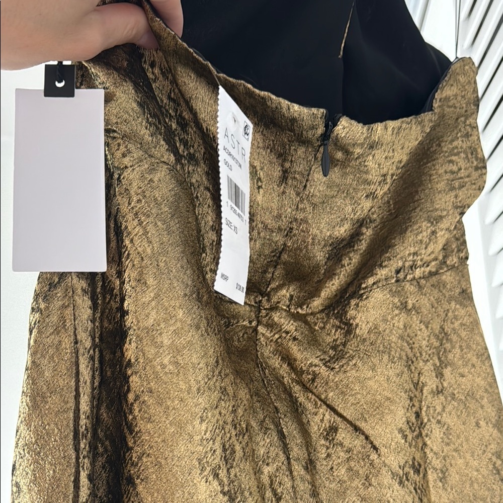 Astr Marissa Gold Halter Slit Gown - Picture 9 of 10